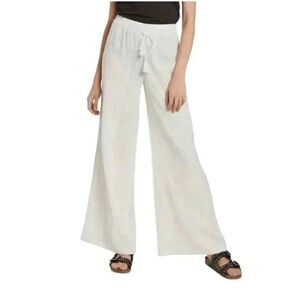 Volcom Women's White Cotton Sun Spent Drawstring Pants